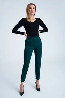 Spodnie damskie - Zielone eleganckie spodnie - Greenpoint - grafika 1