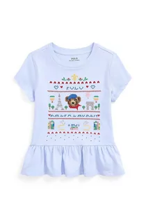Koszulki dla dziewczynek - Polo Ralph Lauren t-shirt bawełniany dziecięcy kolor niebieski - grafika 1
