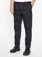 Spodnie męskie - Jack & Jones Spodnie materiałowe 12237534 Czarny Wide Leg - miniaturka - grafika 1