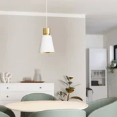 Lampy sufitowe - Żyrandol Aglientina, mosiądz/biała, 1-punktowa - miniaturka - grafika 1