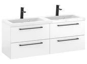 Szafki łazienkowe - Szafka Wisząca Z Umywalką RON 120 cm DUO - Biały Mat - Uchwyty Czarne Matowe - miniaturka - grafika 1