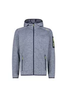 Kurtki męskie - CMP - Męska kurtka Knit-Tech ze stałym kapturem, B.Blue-Lime, 46 - miniaturka - grafika 1