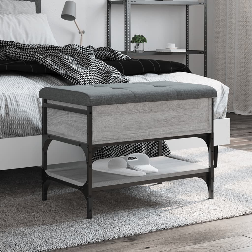 Ławka na buty szara Sonoma 62x42x45 cm materiał drewnopochodny