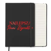 Notesy i bloczki - NOTES CZARNY A5 Z GUMKĄ W LINIE ORGINALNY PREZENT DLA PANI DYREKTOR RED WZ - miniaturka - grafika 1