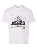 Koszulki męskie - Jack & Jones - T-shirt męski  JCOHunt, biały - miniaturka - grafika 1