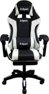 Fotele gamingowe - Fotel R-Sport Fotel Gamingowy K4 R-Sport BIAŁO-CZARNY z podnóżkiem+masażer - miniaturka - grafika 1