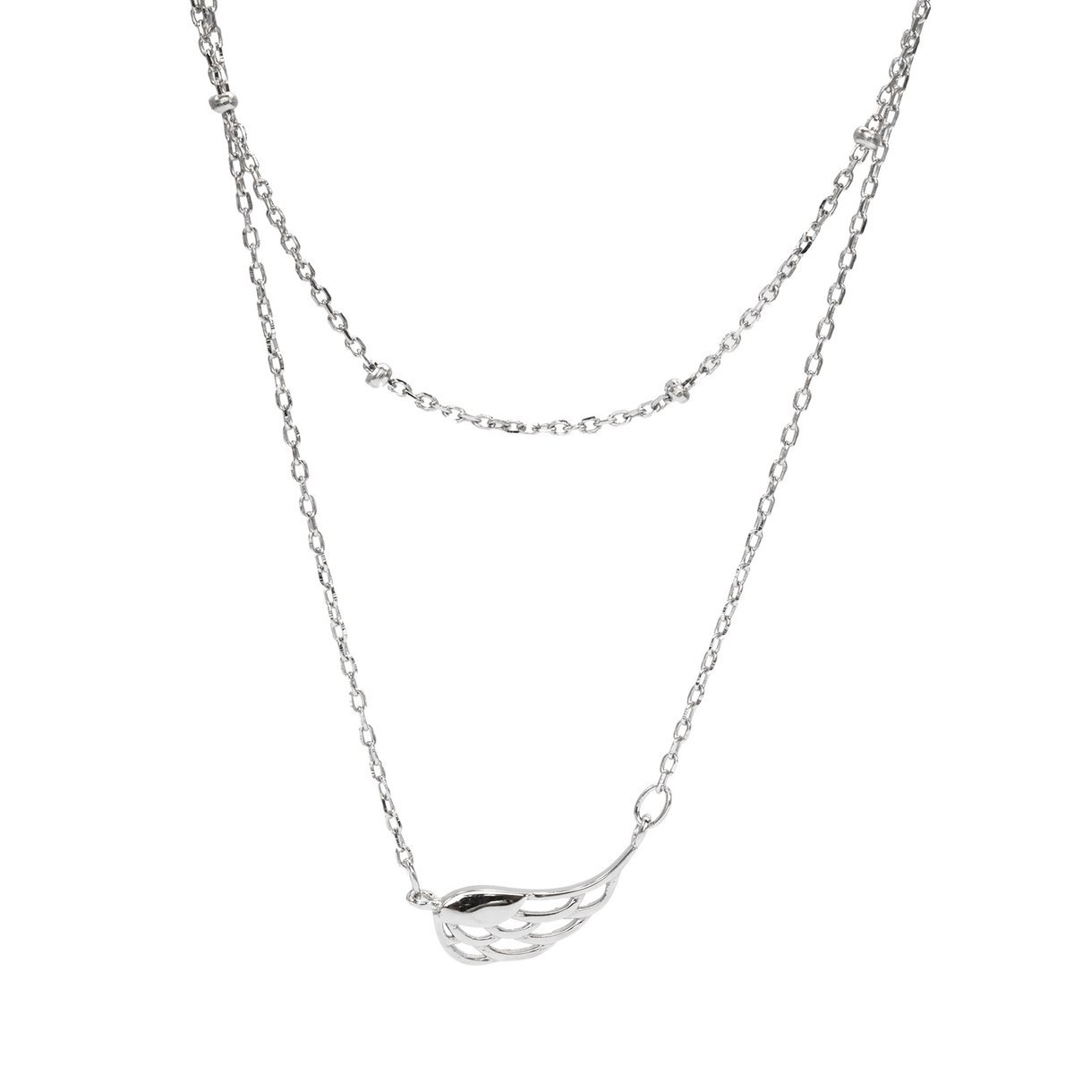 Srebrny podwójny naszyjnik 925 celebrytka skrzydło