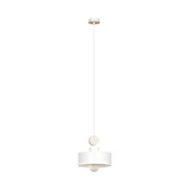 Lampy sufitowe - Emibig Lighting biała lampa wisząca z elementami drewna TUNISO 1 WHITE 583/1 pojedyncza lampa sufitowa w stylu skandynawskim 583/1 - miniaturka - grafika 1