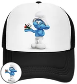 Czapki i chusty sportowe męskie - CZAPKA Z DASZKIEM SMERFY DLA DZIECI SIATKA CZARNA BEJSBOLÓWKA - miniaturka - grafika 1