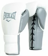 Rękawice bokserskie - Everlast wiązane skórzane rękawice bokserskie Powerlock white rozmiar 16 oz. - miniaturka - grafika 1