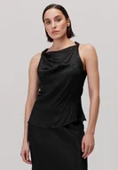 Koszulki i topy damskie - Top wiskozowy z marszczonym dekoltem Naya czarny - miniaturka - grafika 1