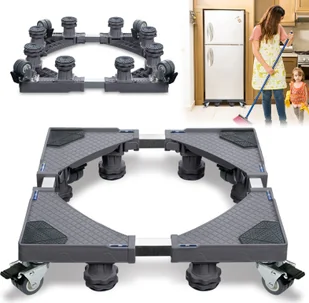 XMTECH Podstawa pod pralkę Podstawa pod pralkę 8 stóp z 4 kółkami Platforma maks. 300 kg Stal nierdzewna Szary - Akcesoria i części do pralek i suszarek - miniaturka - grafika 1