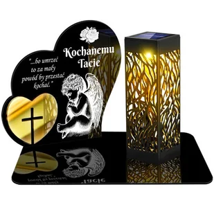 ZNICZ SOLARNY LED WIECZNY PODSTAWKA NA CMENTARZ GRÓB lampka Serce 3D DLA TATY - Lampiony i znicze - miniaturka - grafika 1