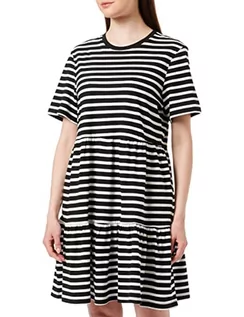 Sukienki - ONLY Women's ONLMAY S/S O-Neck Peplum Dress Box JRS sukienka, czarna/cloud Dancer, S, Czarny/Cloud Dancer, S - grafika 1