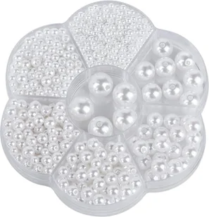 ZESTAW PLASTIKOWYCH KORALIKÓW BIAŁE PERŁY DIY BIŻUTERIA BRANSOLETKI 1150SZT - Dekoratorstwo - miniaturka - grafika 1