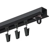 Karnisze - Szyna sufitowa DECASTYL MS Zero z żabkami pojedyncza 250 cm Czarny - miniaturka - grafika 1