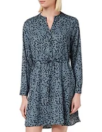 Bluzki damskie - ONLY Damska bluzka Onlcory L/S z dekoltem w serek WVN Noos, Niebieski indygo/Aop:black Leo, M - miniaturka - grafika 1