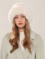 Czapki damskie - biała futrzana CZAPKA damska ciepła zimowa futerkowa elegancka HIT SEZONU - miniaturka - grafika 1