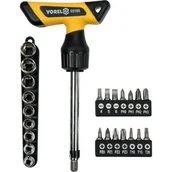 Śrubokręty - Vorel WKRĘTAK Z GRZECHOTKĄ Z WYMIENNYMI BITAMI 25SZT 65105 65105 - miniaturka - grafika 1