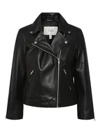 Kurtki damskie - YAS Damska kurtka skórzana, Black 1, M - miniaturka - grafika 1