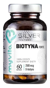 MYVITA SILVER 100% Biotyna 2500mcg, 60kaps. MyVita 21PRJBIOT1 - Włosy, skóra, paznokcie - miniaturka - grafika 2