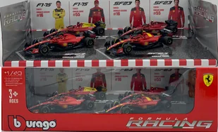 ZESTAW F1 Ferrari Leclerc #16 Sainz #55 2022-2023 F1-75 SF-23 BBurago 1:43 - Samochody i pojazdy dla dzieci - miniaturka - grafika 1