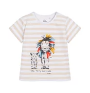 Bluzki dla niemowląt - T-shirt dla dziecka do 2 lat, z dużym i małym lwem, w paski - miniaturka - grafika 1