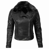 Kurtki damskie - Kurtka damska ramoneska BOLSENA skóra ekologiczna z futerkiem czarna S - miniaturka - grafika 1