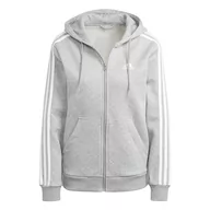 Bluzy damskie - adidas Damska bluza z kapturem, Średni szary wrzosowy/biały, XL - miniaturka - grafika 1