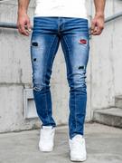 Spodnie męskie - Niebieskie spodnie jeansowe męskie regular fit Denley MP0050B - miniaturka - grafika 1