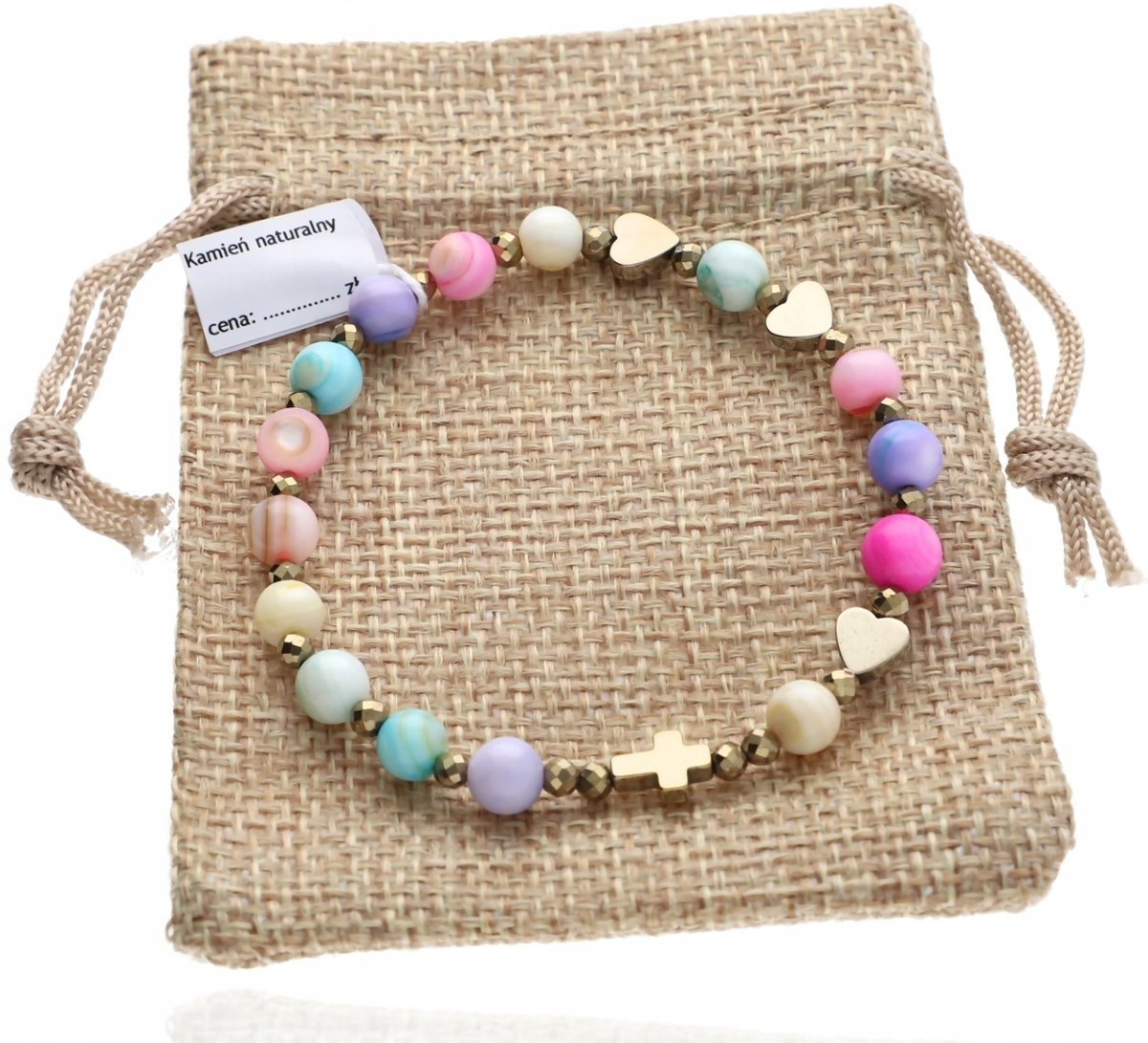 Bransoletka różaniec naturalna kolorowa muszla kamień naturalny hematyt