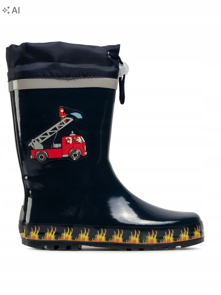 PLAYSHOES KALOSZE DZIECIĘCE GRANATOWE WÓZ STRAŻACKI 30-31 16MA