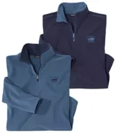 Bluzy męskie - Zestaw 2 polarowych bluz „West Legend” Mężczyzna Atlas For Men - Kolor : Granatowy - Rozmiar : 4XL - miniaturka - grafika 1