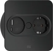 Gniazdka elektryczne - Bachmann BACHMANN TWIST 2 1xCEE7/3 1xUSB A/C 22W 2.0m AEH RAL9005 30GE kątowa - miniaturka - grafika 1