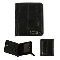 Portfele - Skórzany portfel damski SW51 czarny – elegancki, klasyczny model z kieszenią na monety - miniaturka - grafika 1