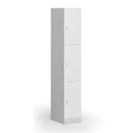 Szafki biurowe - Szafka ubraniowa ze schowkami, 3 schowki, 1850 x 300 x 500 mm, zamek cylindryczny, drzwi laminowane, biała - miniaturka - grafika 1