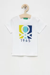 Koszulki i topy damskie - Benetton United Colors of United Colors of t-shirt bawełniany dziecięcy kolor biały z nadrukiem - grafika 1