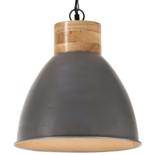 VidaXL Lumarko Industrialna lampa wisząca, szare żelazo i drewno, 46 cm, E27! 320886 VidaXL - Lampy sufitowe - miniaturka - grafika 1