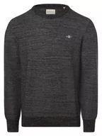 Swetry męskie - Gant - Sweter męski z dodatkiem wełny merino, szary - miniaturka - grafika 1