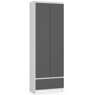 Regał biurowy szafa R 60 cm CLP 1 szuflada 2 drzwi - biały-grafit szary - Regały biurowe - miniaturka - grafika 1