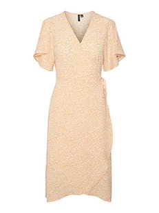 VERO MODA Women's VMSAKI SS Calf WRAP Dress GA NOOS sukienka, Mock Orange/AOP:Mini Henna vic, M, Mock Orange/Aop: mini Henna Vic, M - Sukienki - miniaturka - grafika 1