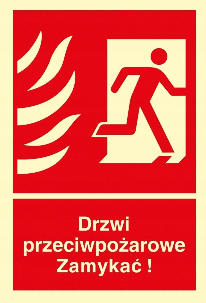PROCERA Znak TDC, Drzwi przeciwpożarowe. Zamykać! Kierunek drogi ewakuacyjnej w prawo