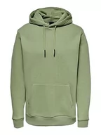 Bluzy męskie - ONLY & SONS męska bluza z kapturem ONSCERES LIFE HOODIE SWEAT NOOS, Zielona olejna, L - miniaturka - grafika 1