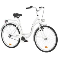Rowery - Rower miejski INDIANA Moena S1B 26 cali damski Biały + Koszyk na rower VÖGEL VKS-105 Stalowy - miniaturka - grafika 1