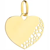 Wisiorki - ZŁOTA zawieszka serce ażur grawer pr.585 - miniaturka - grafika 1
