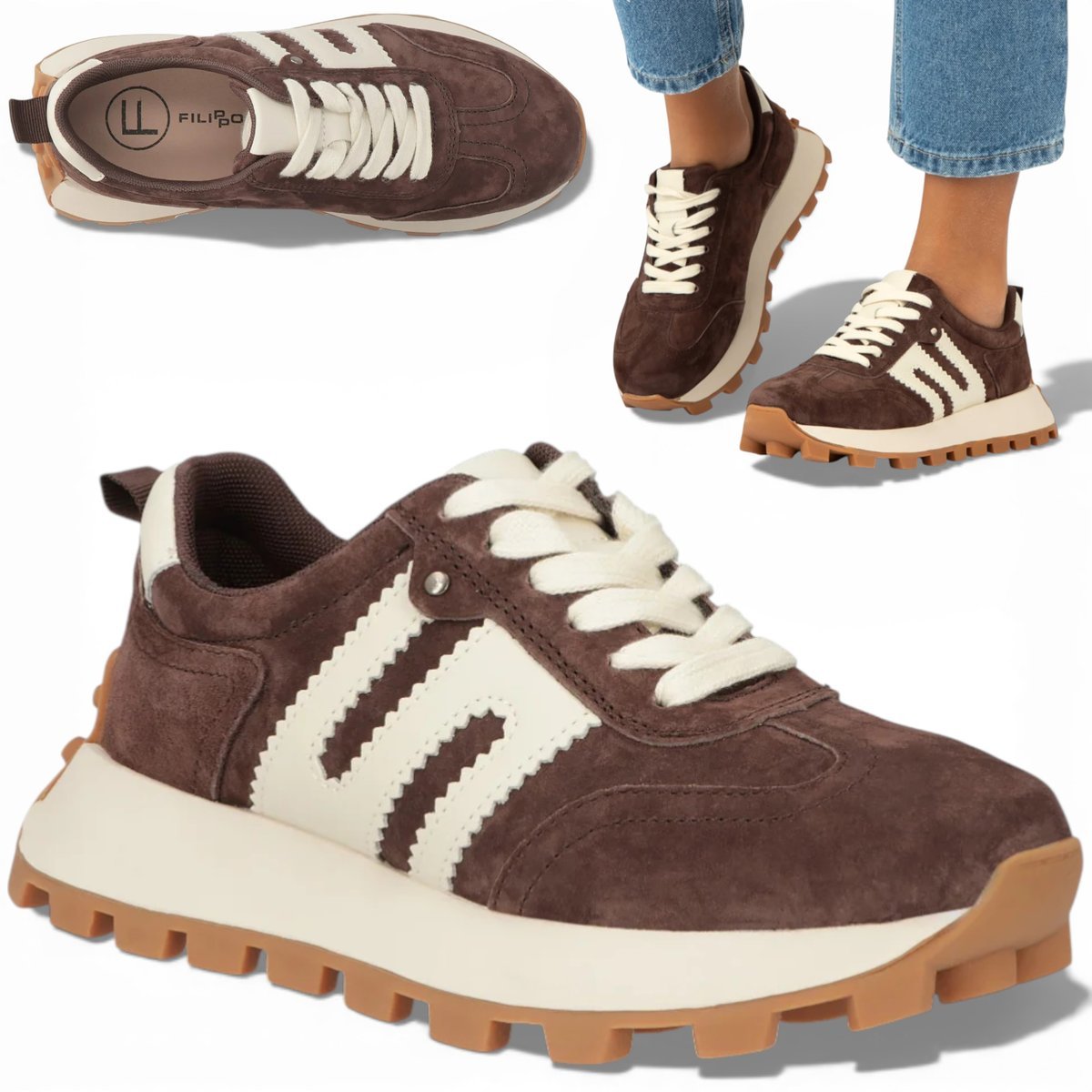 Sneakersy Damskie SKÓRZANE FILIPPO Zamszowe Wygodne Wiosenne Modne 40