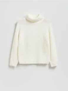 Reserved - Gładki sweter z golfem - złamana biel - Swetry dla dziewczynek - miniaturka - grafika 1