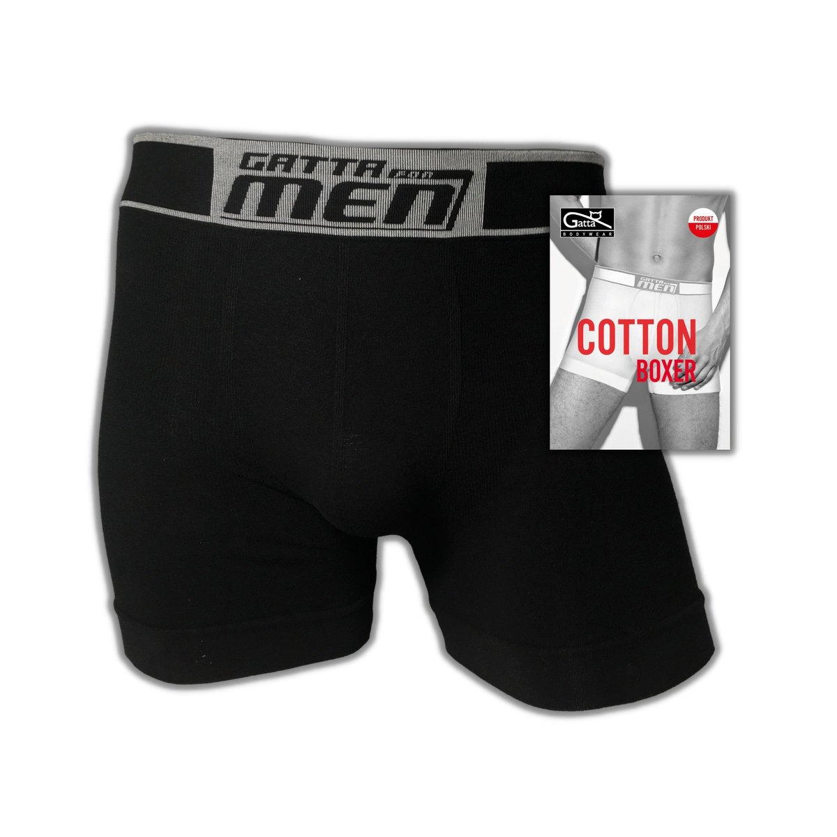 Majtki męskie-Boxer Cotton Gatta czarne r. M - bokserki męskie, szeroki ściągacz, wygodne, elastyczne, miękkie, miłe,