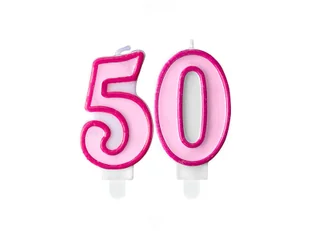 Świeczki cyferki różowe - 50 - pięćdziesiątka - 2 szt. - Urodziny dziecka - miniaturka - grafika 1