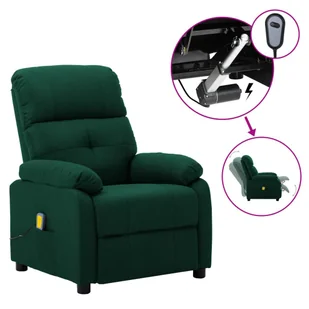vidaXL Lumarko Rozkładany fotel masujący, elektryczny, ciemnozielony, tkanina! 3073818 - Fotele - miniaturka - grafika 1